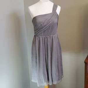 J Crew Gray Silk One Shoulder Dress Size 10
